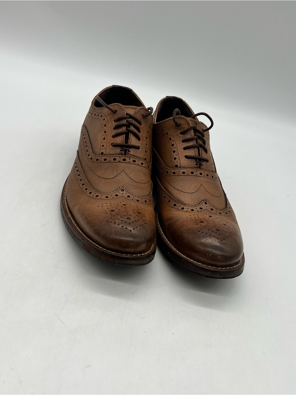 Ted Baker London GURI Men’s Sz 10 Tan Brown Leather Brogue WingTip Dress Shoes.